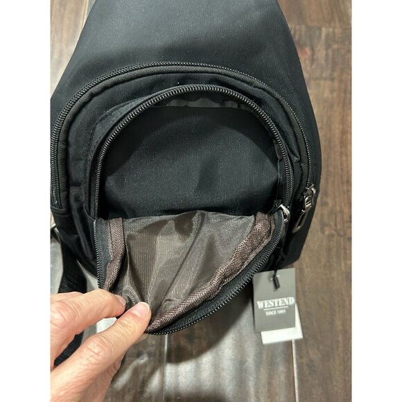Westend NWT Black Crossbody Sling Backpack Adjustable Strap Zippered Compartment - Picture 7 of 12
